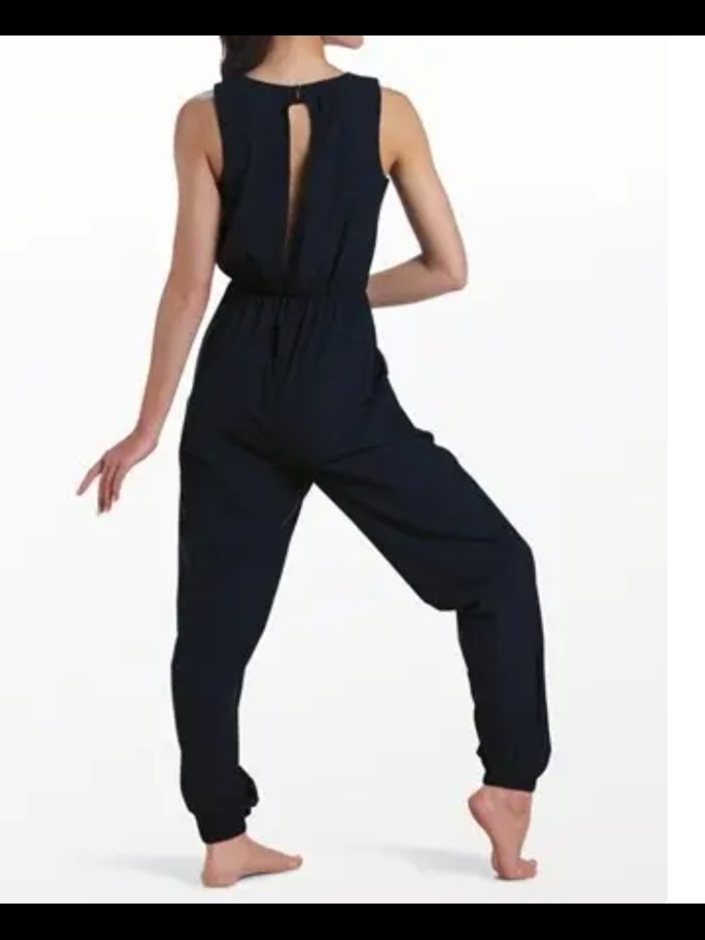 Women’s Black Sleeveless Jumpsuit With Keyhole Back